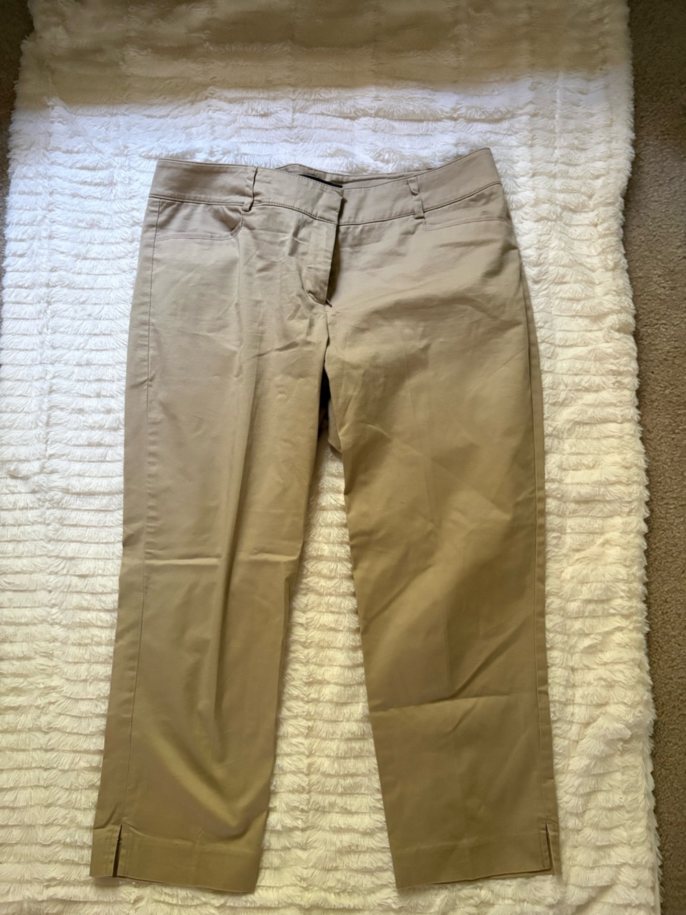 New York & Company Cropped Tan Straight-Leg Pants